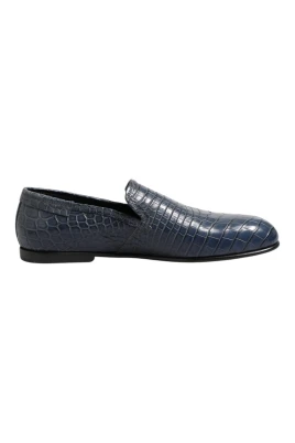 Blå exotiska läder slip-on loafers