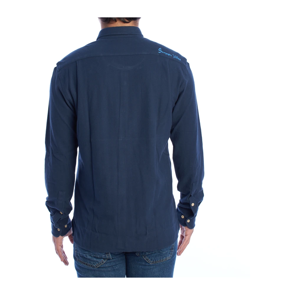 LA MARTINA Lange mouwen overhemd Elegant Casual Design Blue Heren
