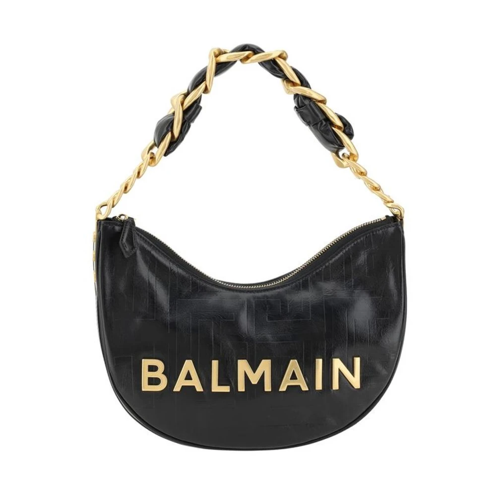 Balmain Stijlvolle Leren Schoudertas met Ketting Black Dames