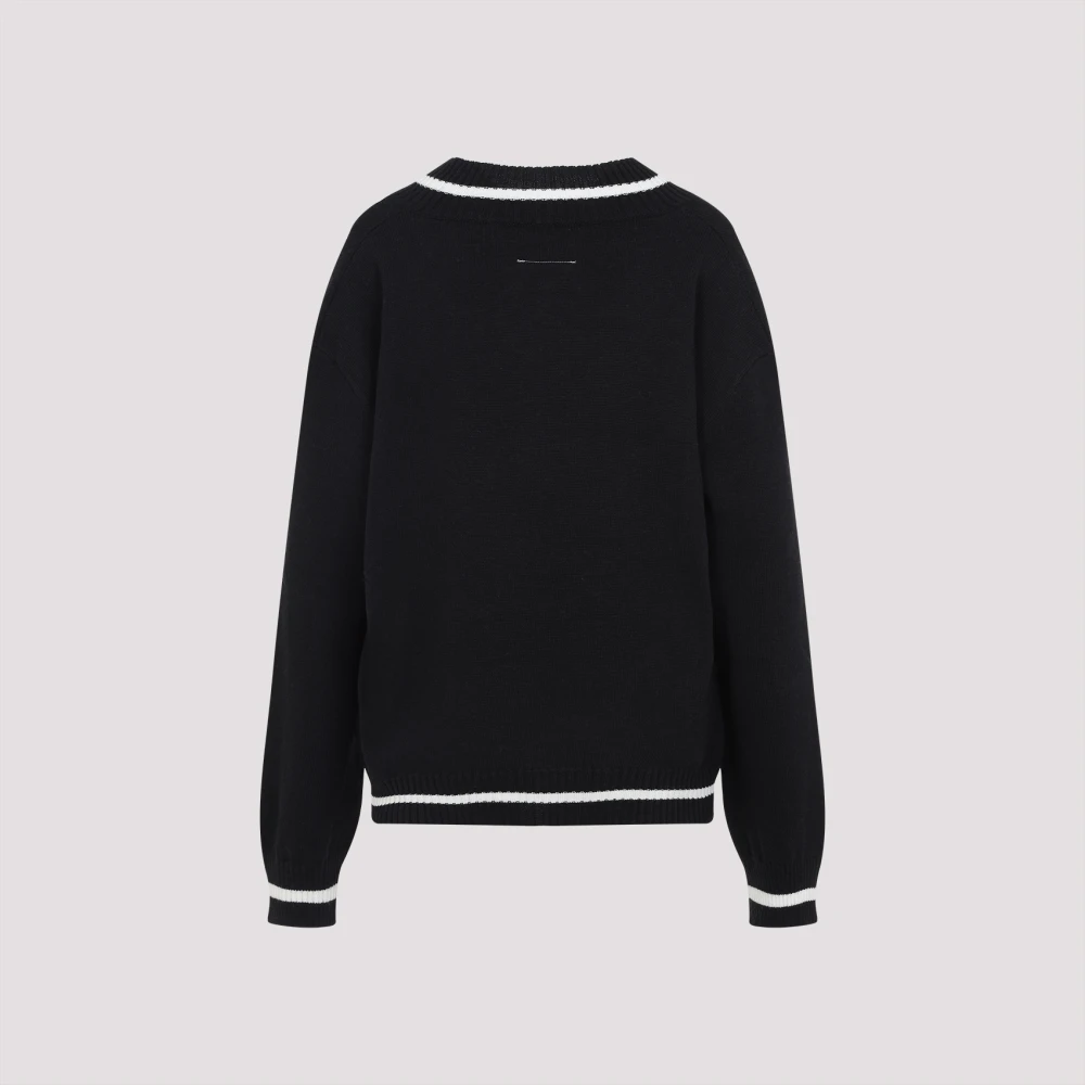 MM6 Maison Margiela Zwarte V-hals Top Black Dames