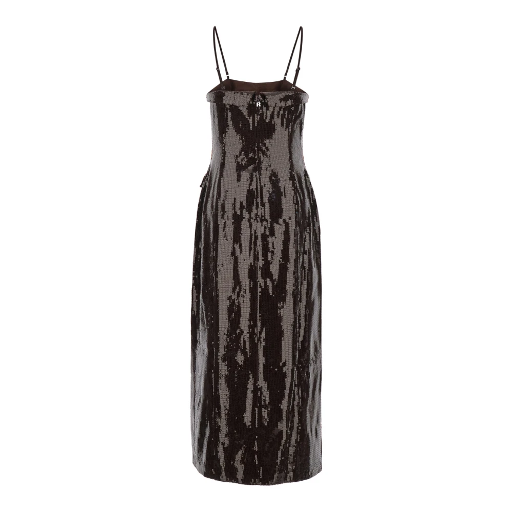Rotate Birger Christensen Bruine Slim Midi Jurk Brown Dames