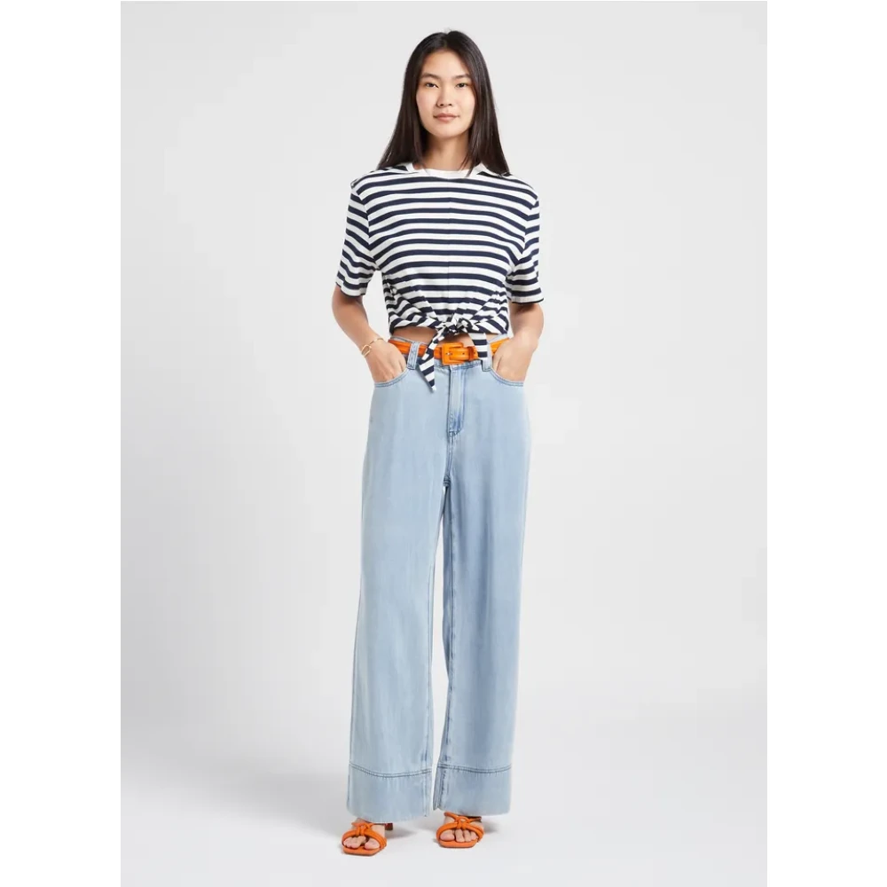 Suncoo Wide Trousers Blue Dames