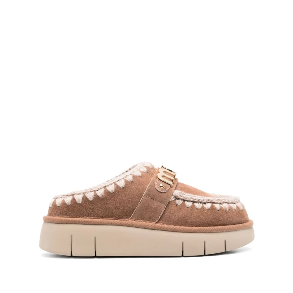 Mou Brown Mules, Female, 7 Uk, Bounce Clog Metal Logo