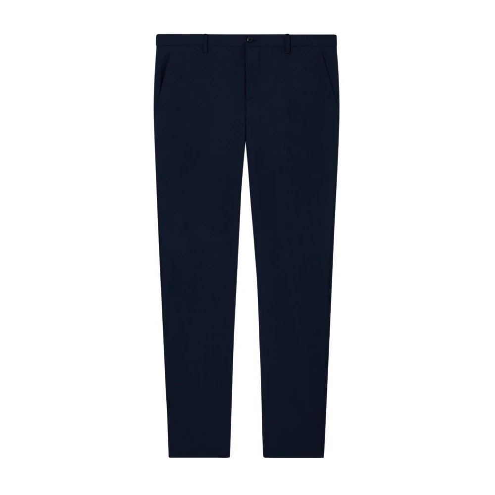 Giorgio Armani Blue Virgin Wool Flat-Front Trousers - Male - Chinos - 2XL - Trousers