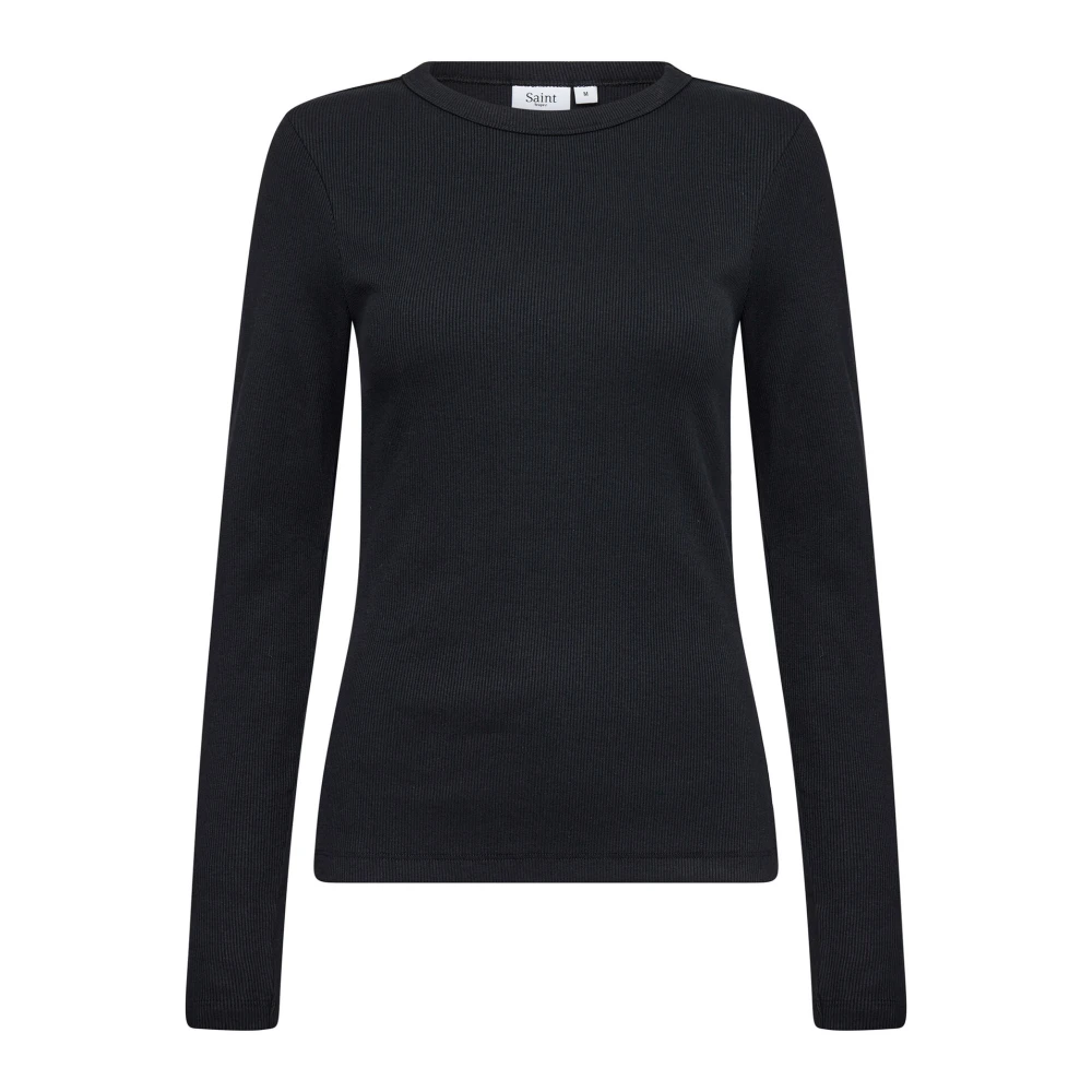Saint Tropez Zwarte blouse met lange mouwen Black Dames