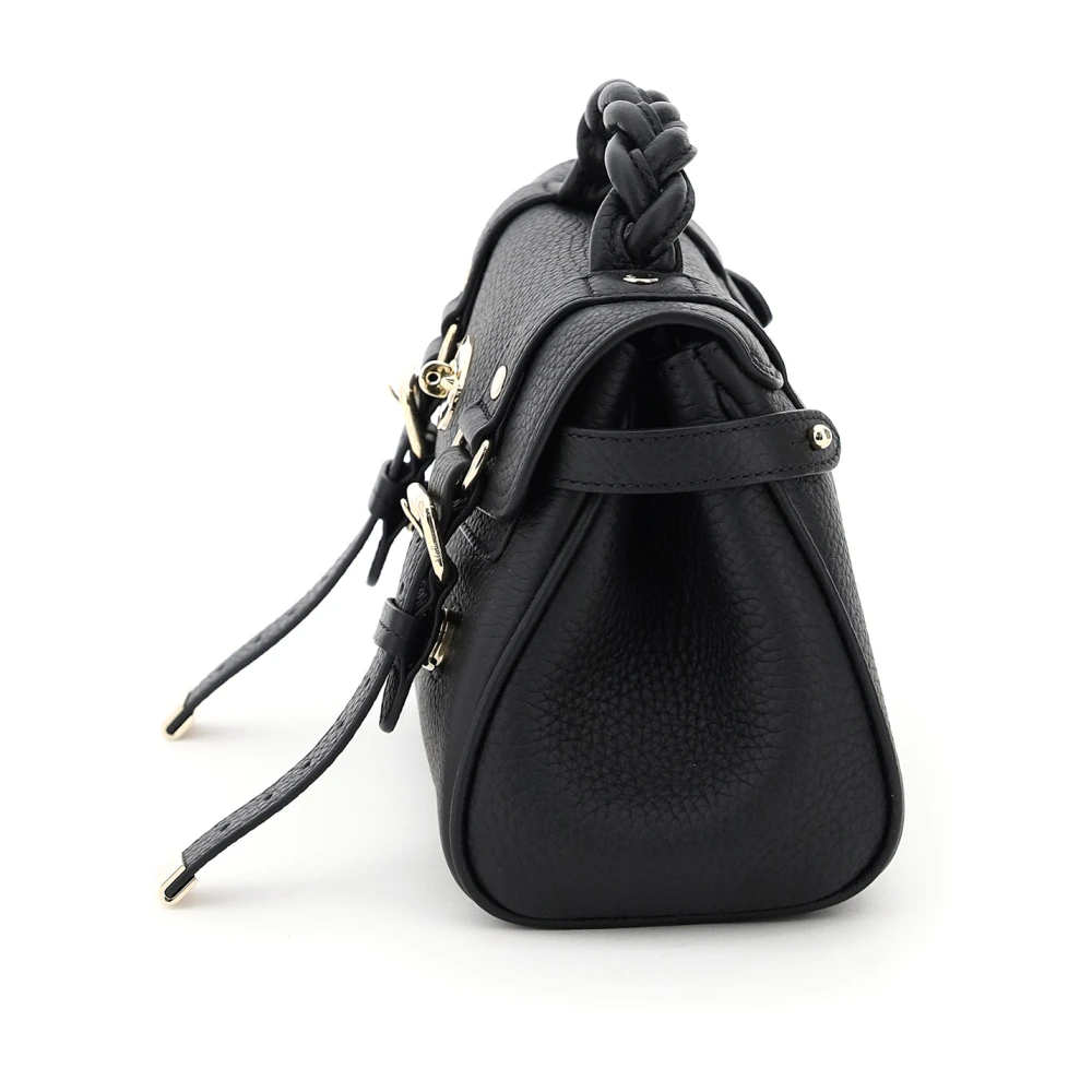 Mulberry Mini tas van korrelig leer met gevlochten handvat Black Dames