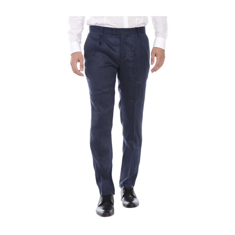 Daniele Alessandrini Men's Blue Suit Trousers, S, Pantalone Gassato