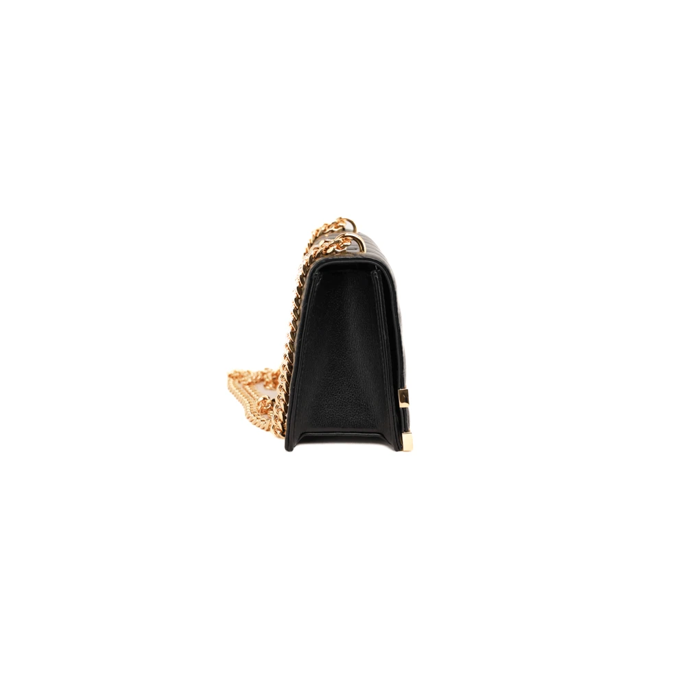 Elisabetta Franchi Gewatteerde Schoudertas met Gouden Platen Black Dames