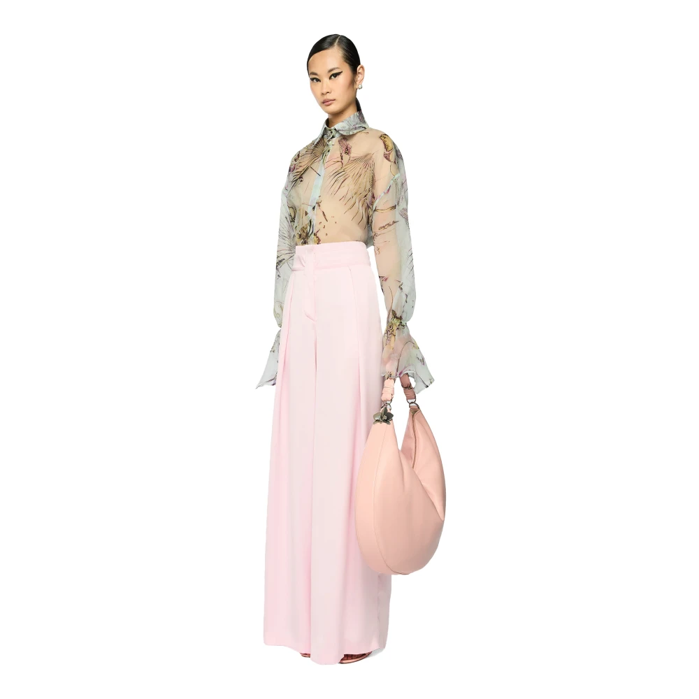 Genny Roze Palazzo Broek met Boxer Tailleband Pink Dames