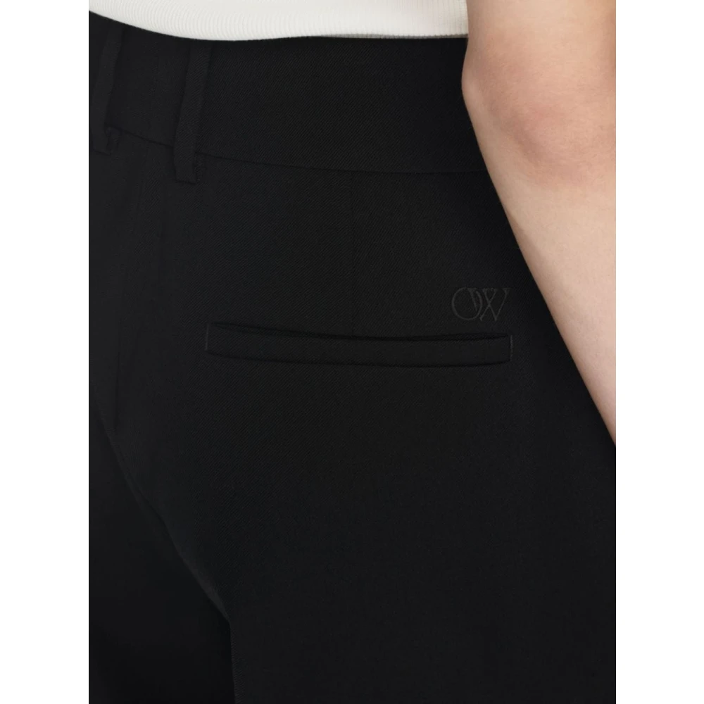 Off White Zwarte broek met geborduurd logo Black Dames