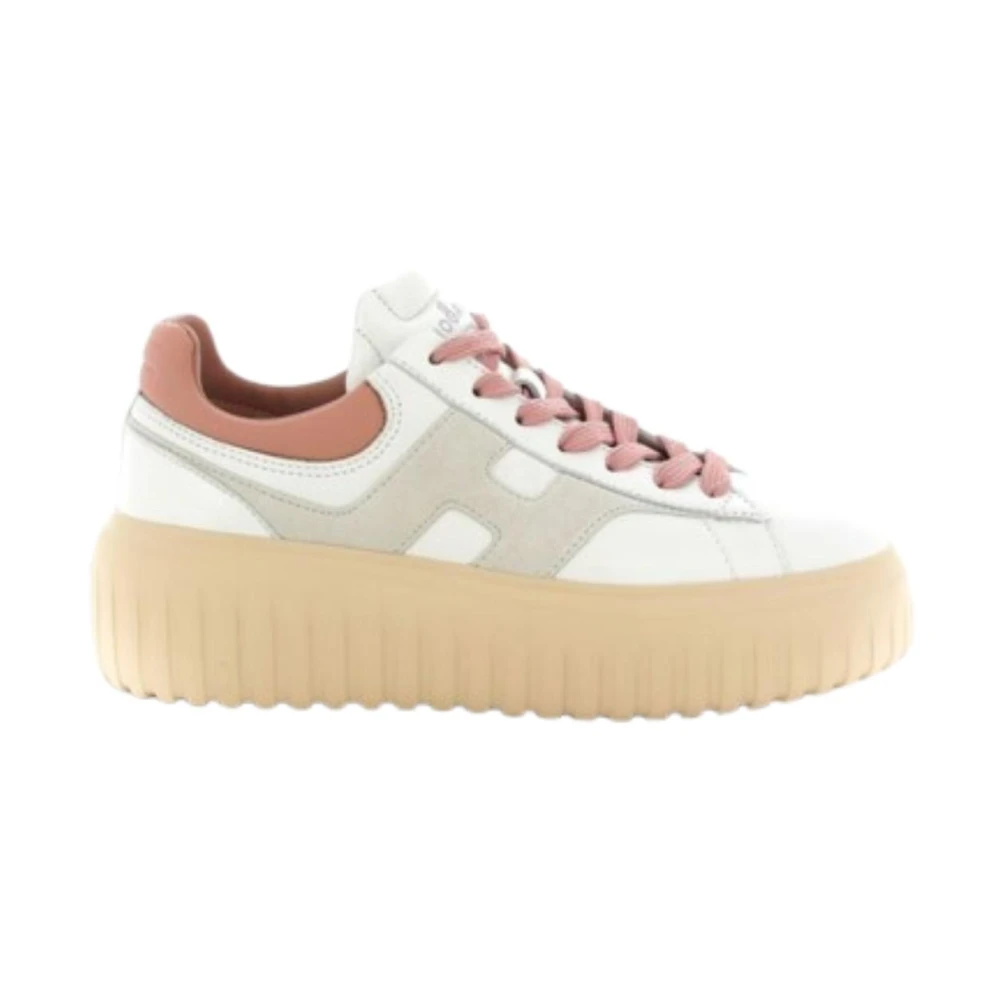 Hogan Women's White Platform Leather And Suede Lace-Up Trainers - Sneakers - 5 Uk - Shoes