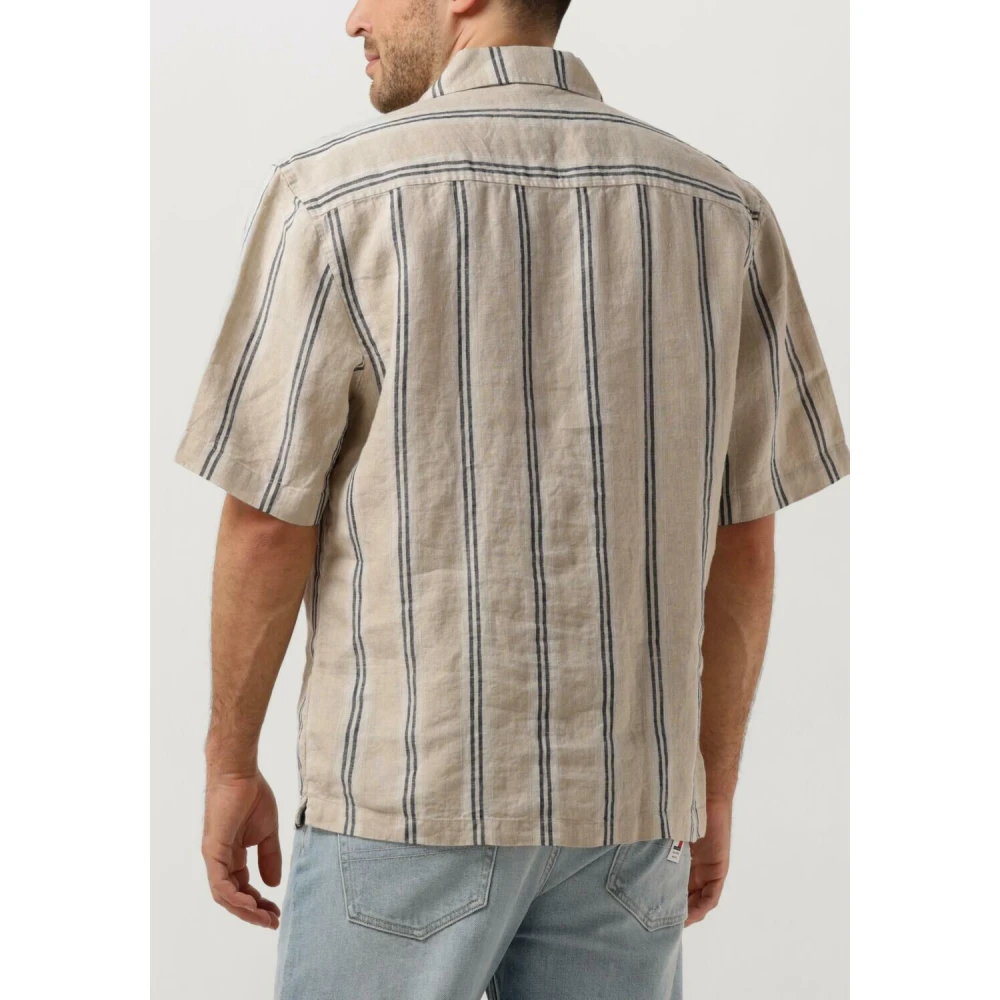Dstrezzed Casual Gestreept Overhemd in Beige Heren