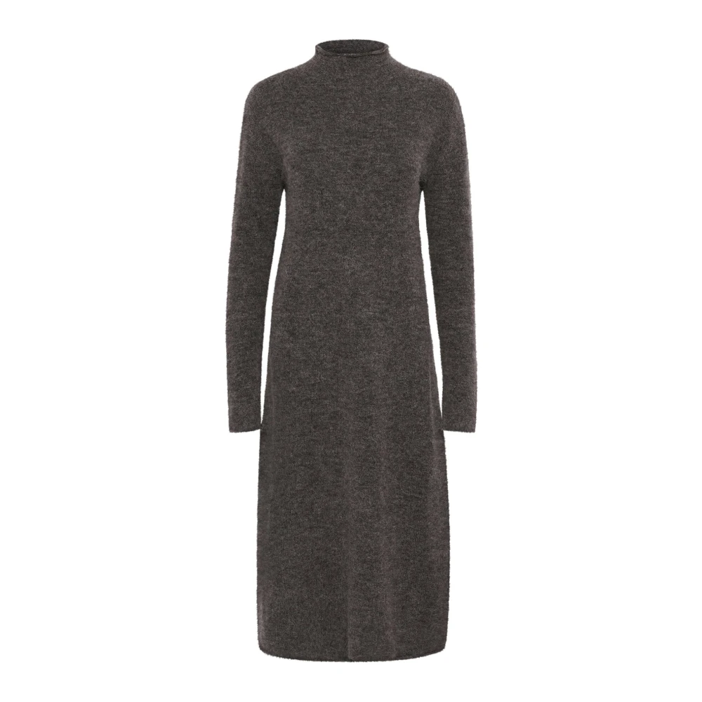 Soaked in Luxury Glitter Jurk Lange Mouwen Donkergrijs Gray Dames