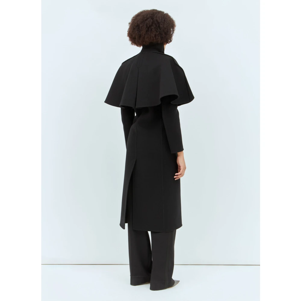 Chloé Wollen lange jas met afneembare cape Black Dames