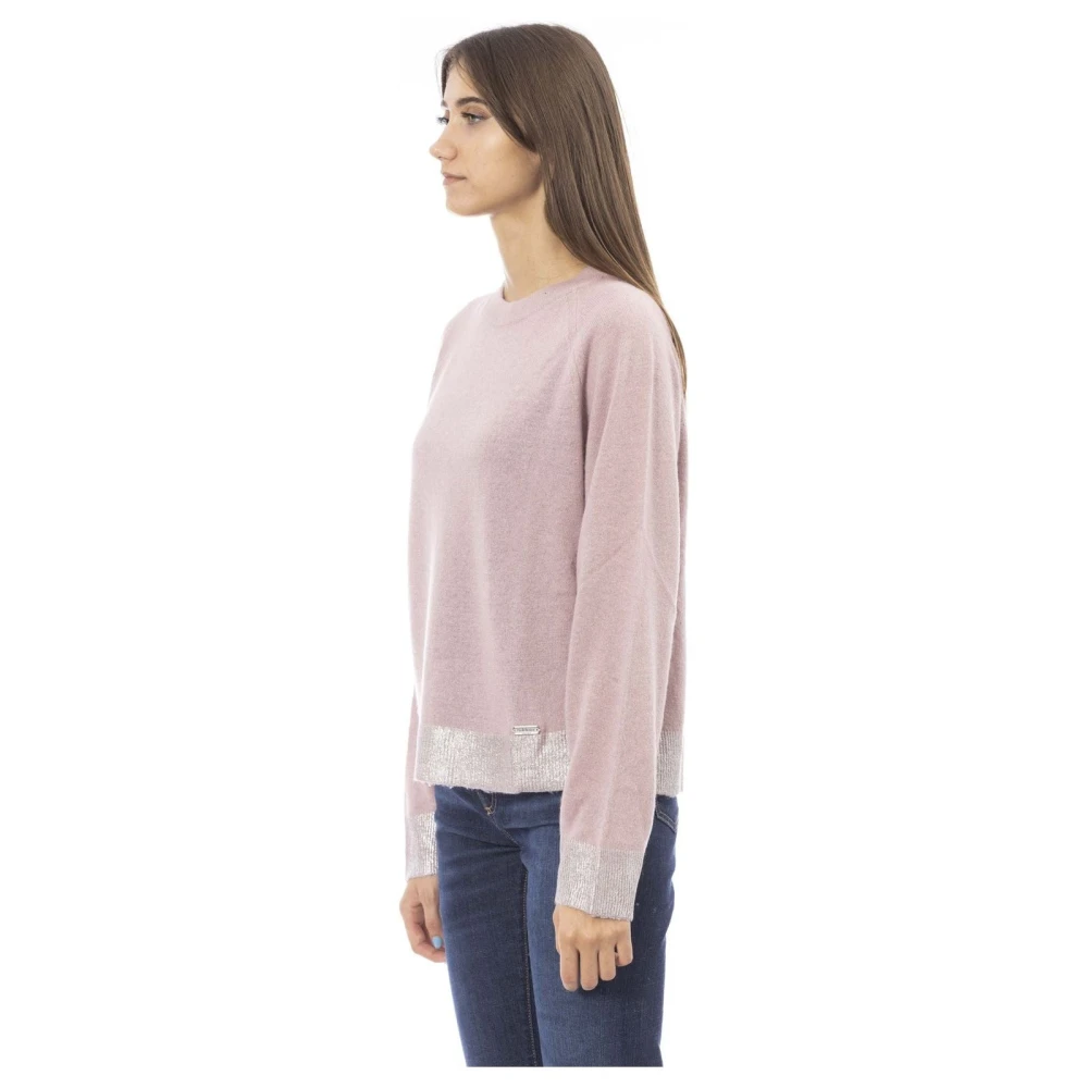 Baldinini Tijdloze Crewneck Sweater Elegante Stijl Pink Dames