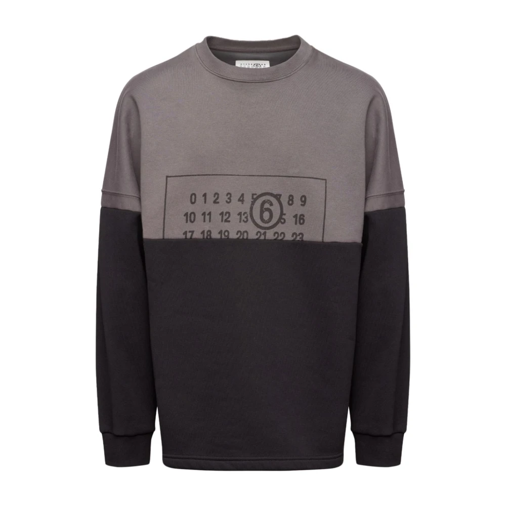 MM6 Maison Margiela Tweekleurige trui met ronde hals Gray Heren