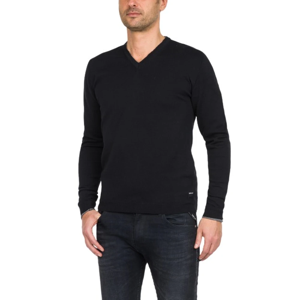 Replay Svart V-Ringad Tröja