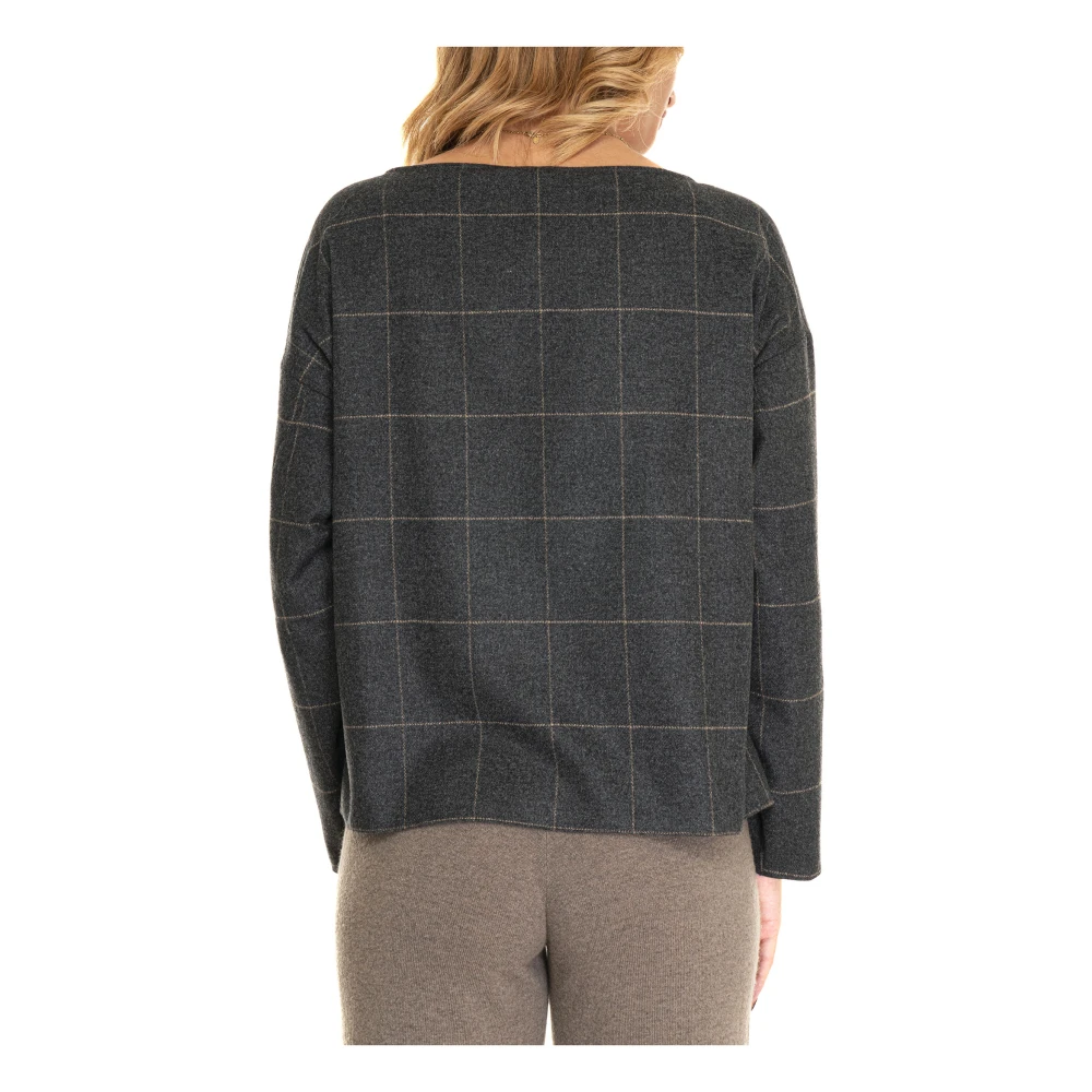 Emporio Armani Wollen geruite tuniek met rits Gray Dames