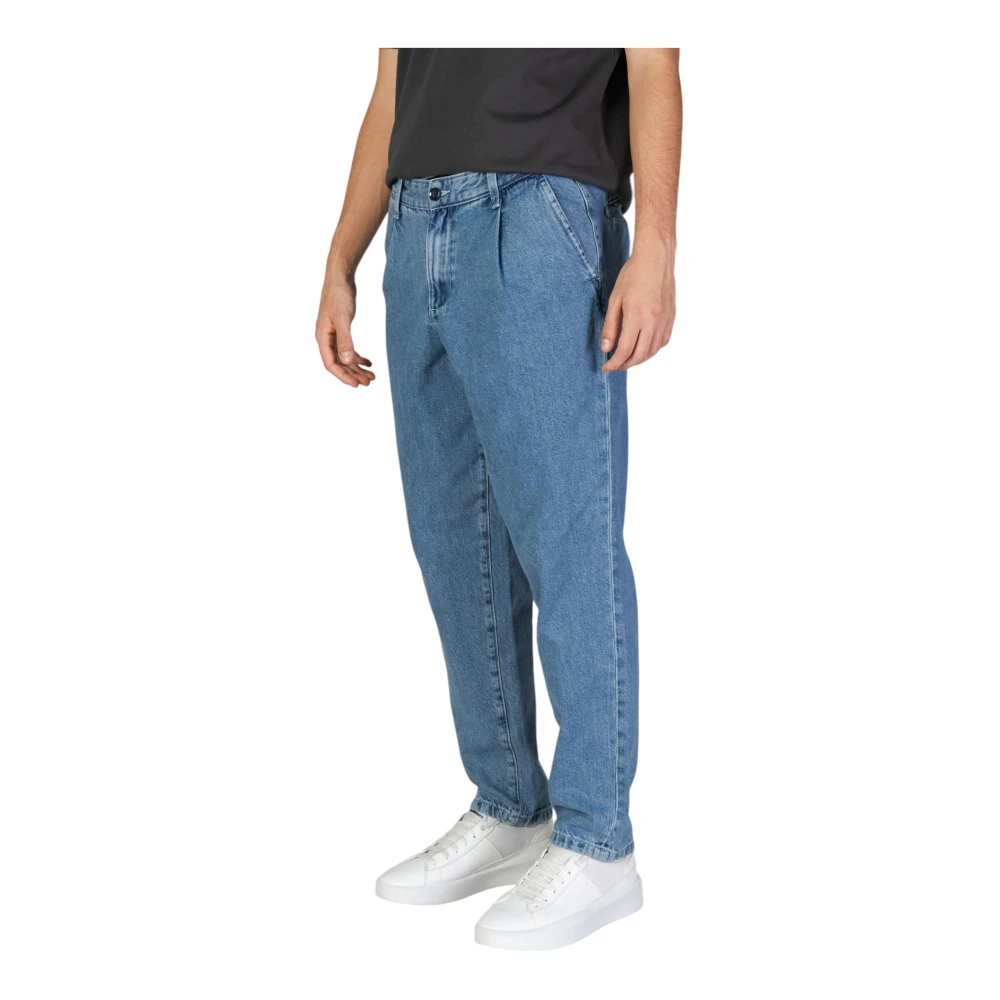 jack & jones Blauwe Katoenen Rits Knoop Jeans Blue Heren