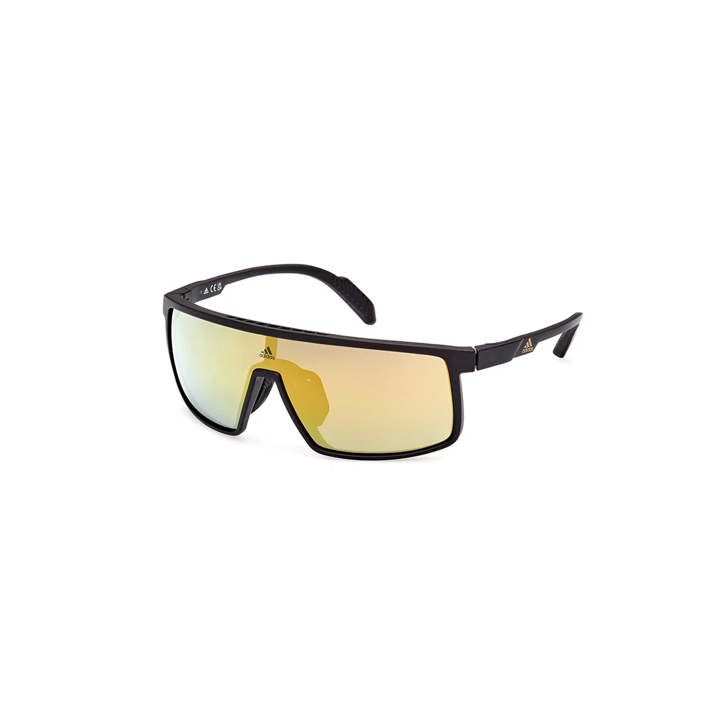 Adidas Unisex Black Sunglasses, One Size, Montura: Negro Mate - Lente: Marrón Espejado