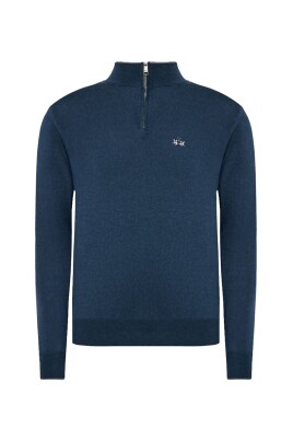 blue-acrylic-half-zip-sweater
