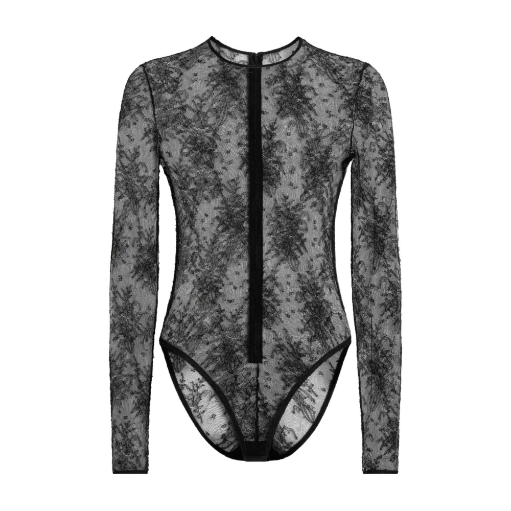 Dolce & Gabbana Donna Nero - Top In Pizzo Floreale Zip Centrale - Tops - Xs