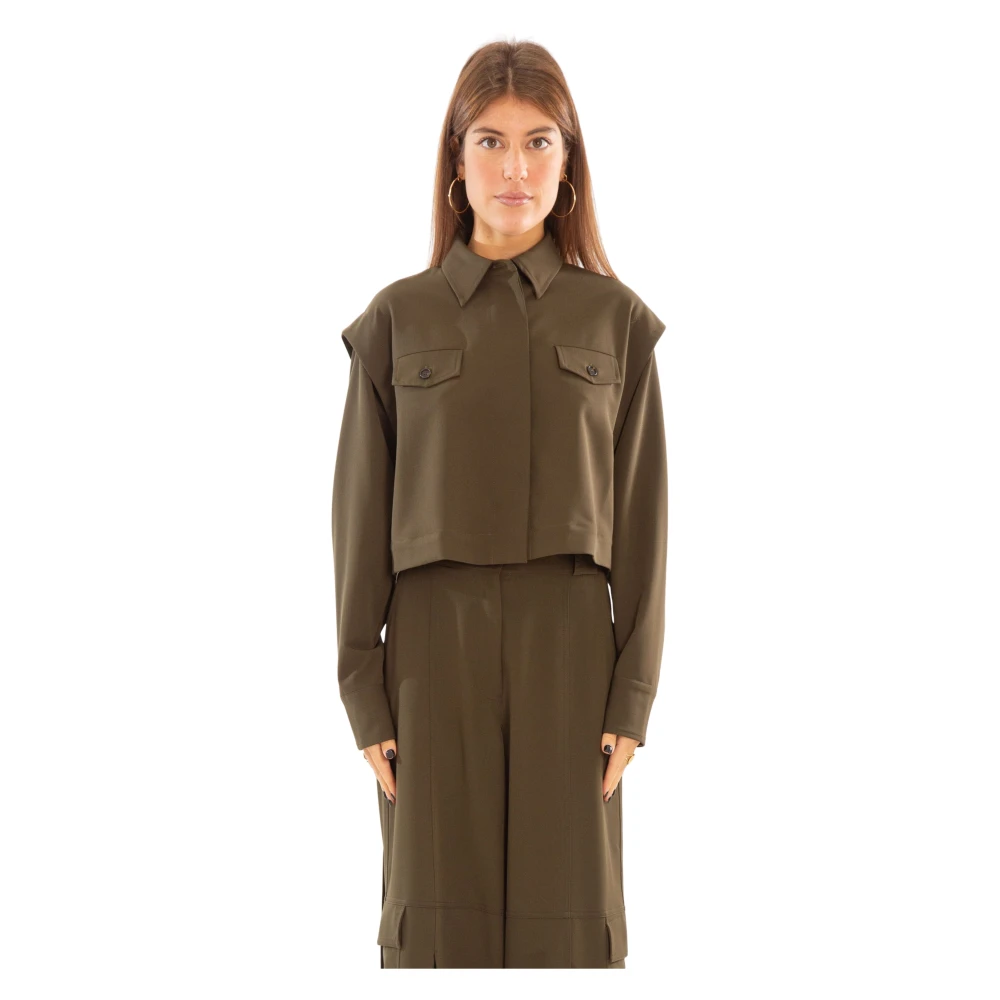 Pinko Tech Viscose Shirt in Fioriera Stijl Green Dames