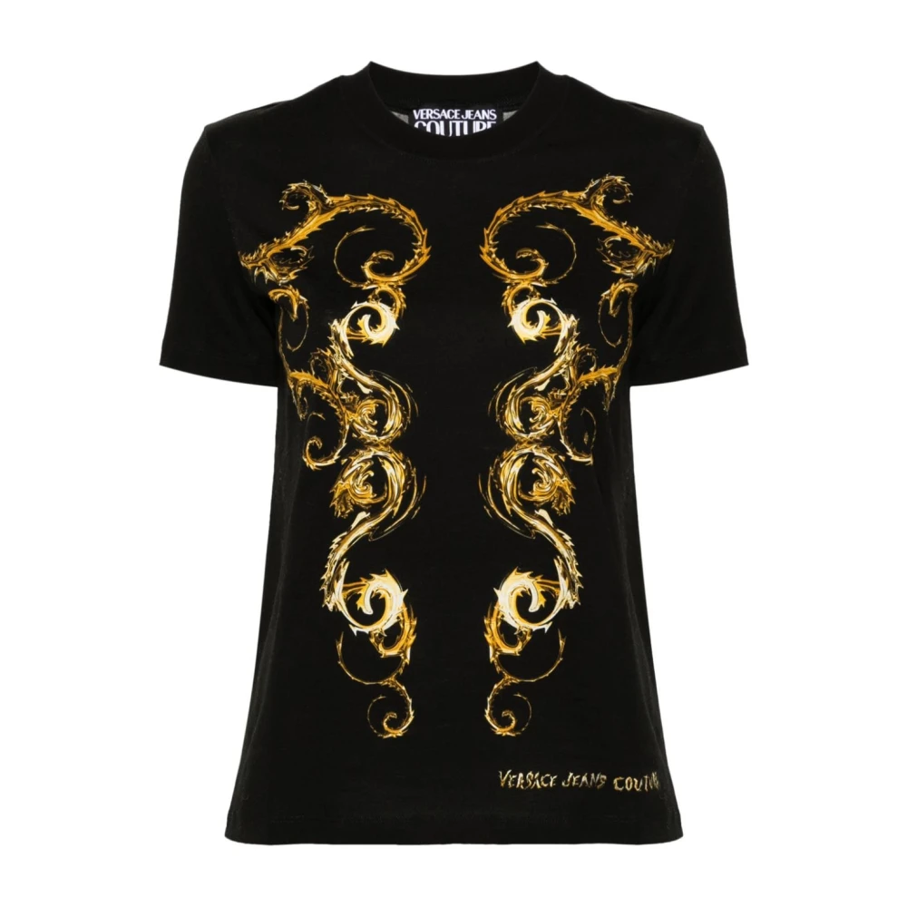 Versace Jeans Couture Chromo Couture Print Crew Neck T-shirt Black Dames