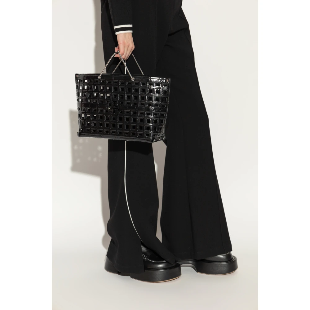 TORY BURCH Leren tas 'Market' Black Dames