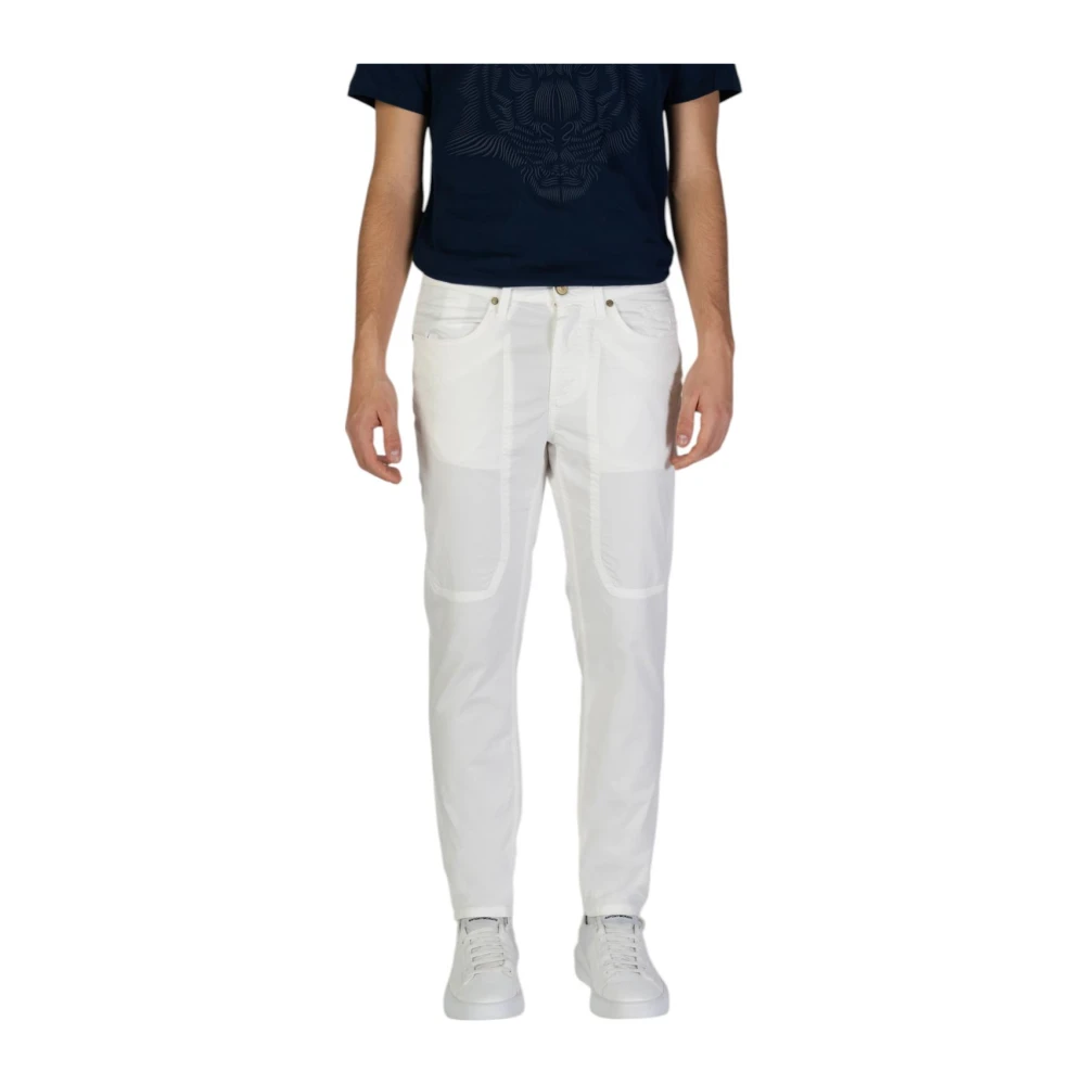 Jeckerson Men's White Casual Straightleg Trousers - Slim-Fit Trousers - W30- Trousers