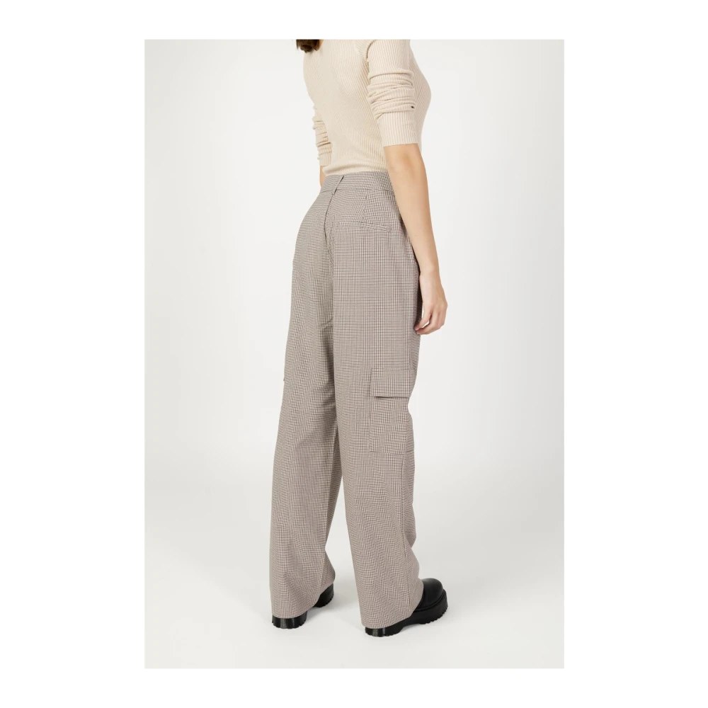 Only Beige Geruite Cargo Broek Beige Dames