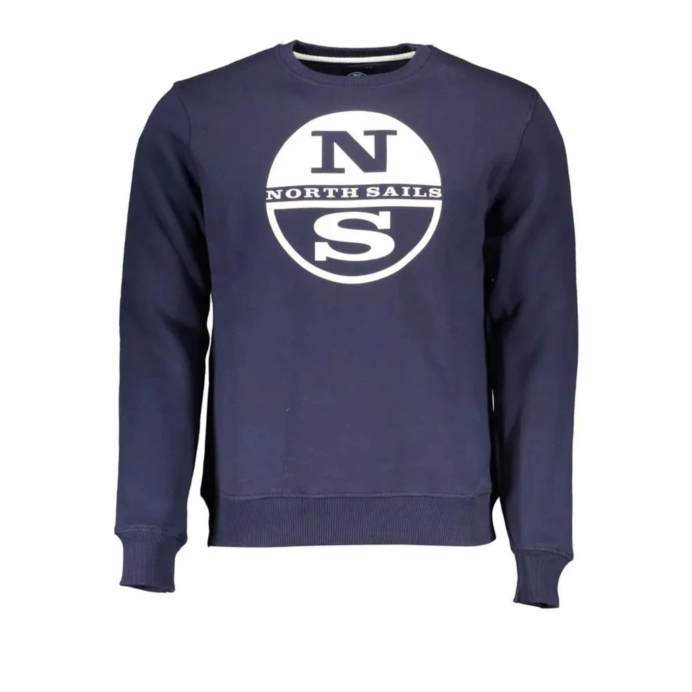 North Sails Men's Blue Sweatshirts,, Printed Logo Cotton Jumper Large