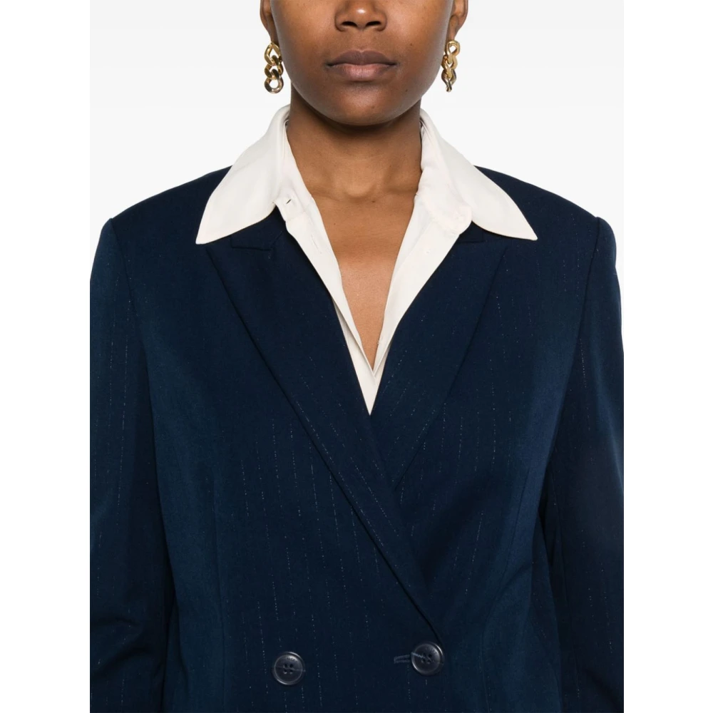 Twinset Blauwe Blazer met Pinstripe Patroon Blue Dames