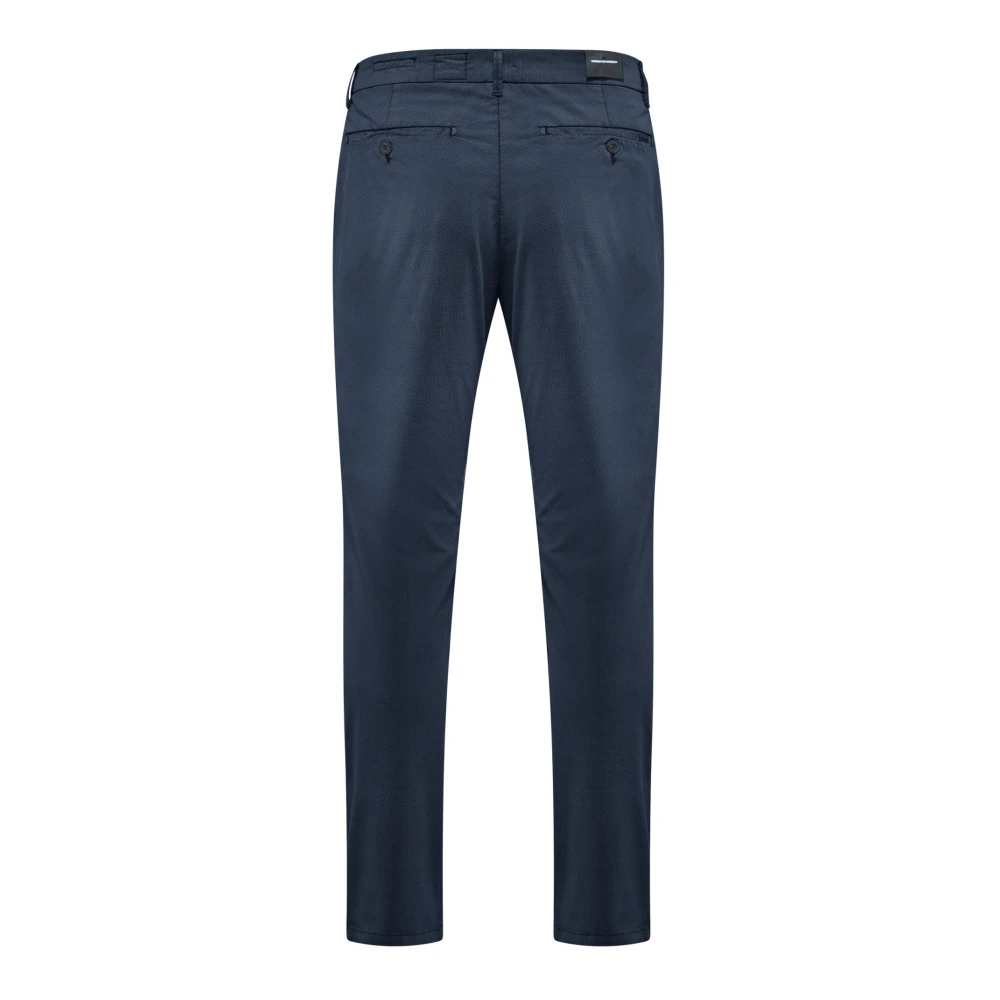 BomBoogie Chino broek in katoen satijn met microprint Blue Heren