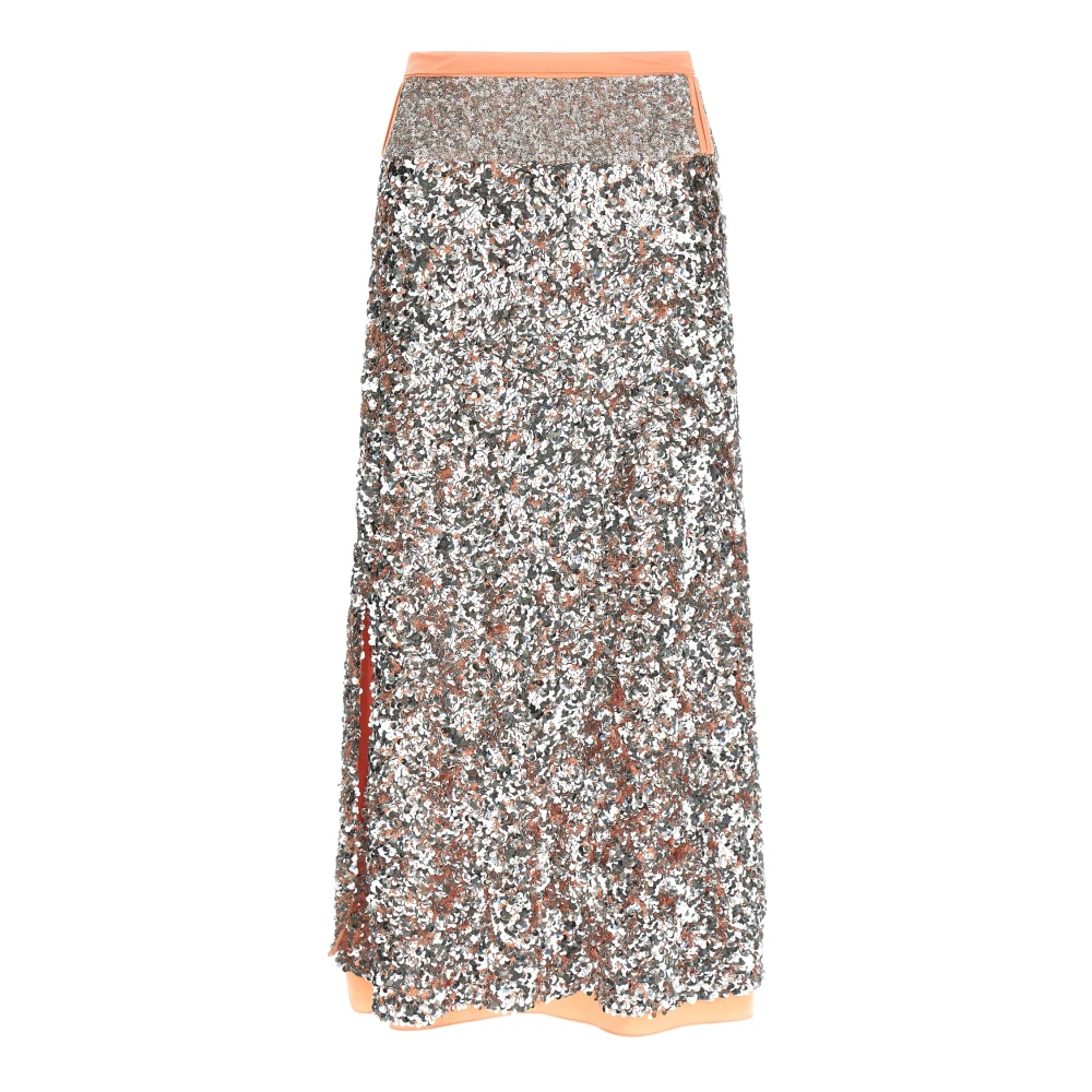 Rabanne Women's Gray Double-Layer Sequin Midi Skirt
