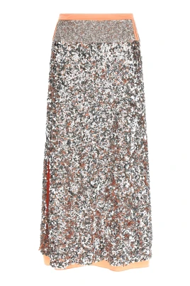 Double-Layer Sequin Midi Skirt