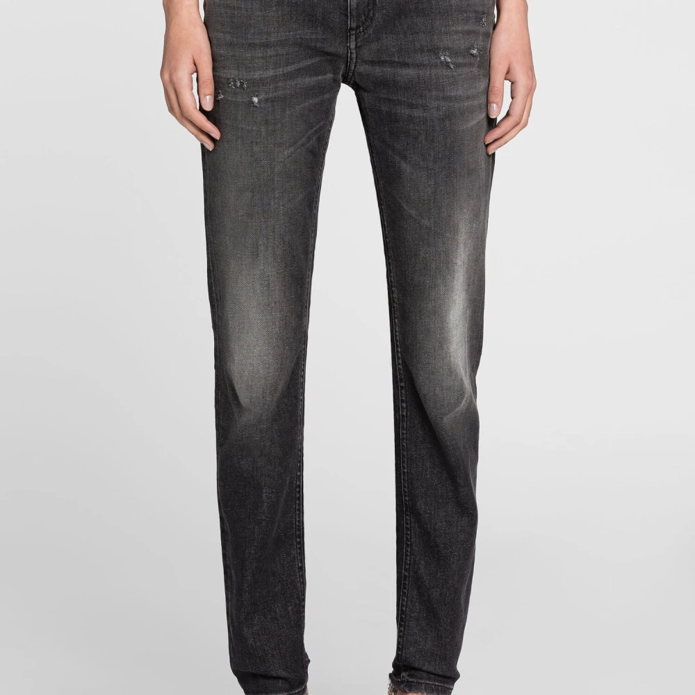 Roberto Cavalli Slim-Fit Jeans Grijze Wassing Distressed Black Dames
