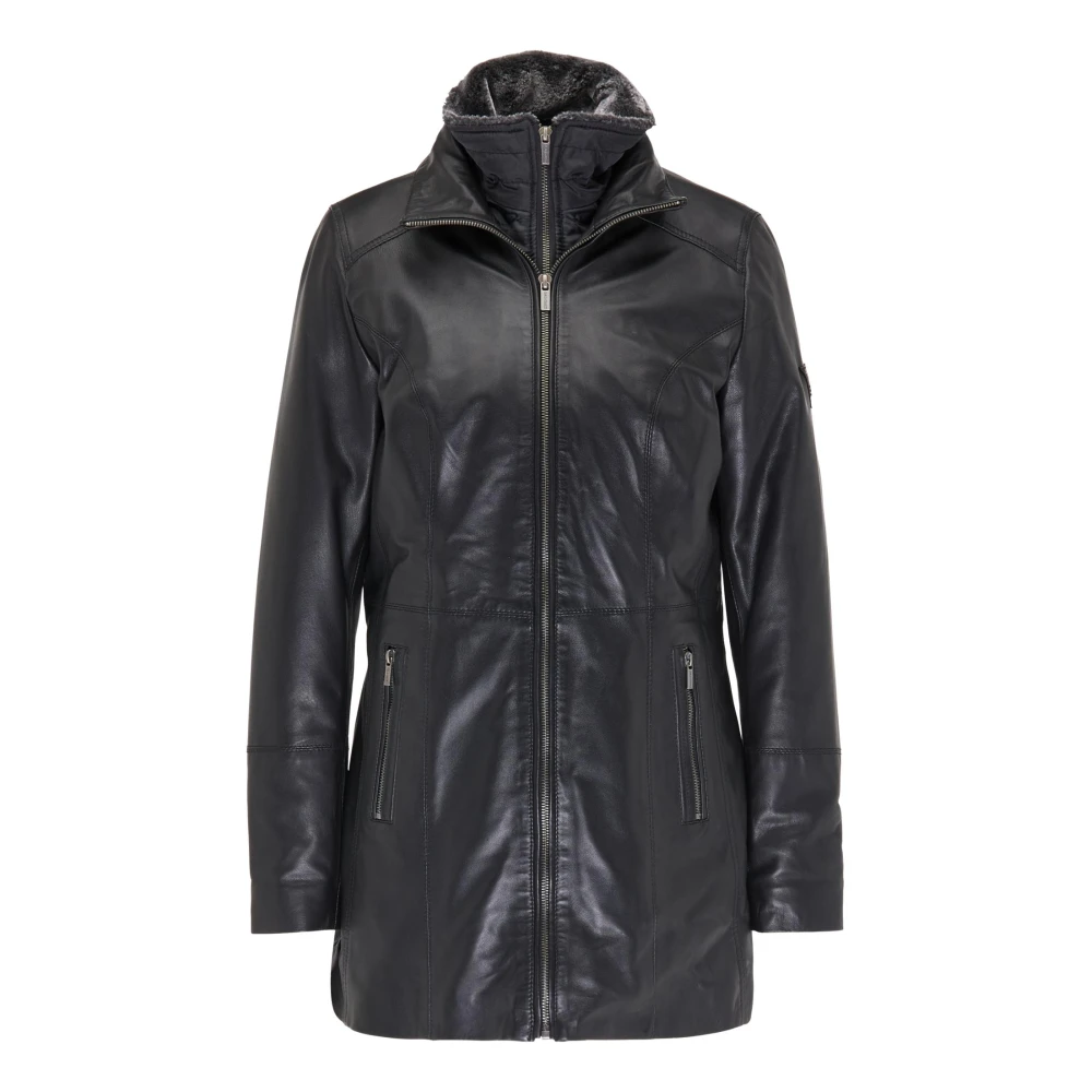 Carlo Colucci Women's Black Leather Jackets, L, Long Donatella Leather Jacket