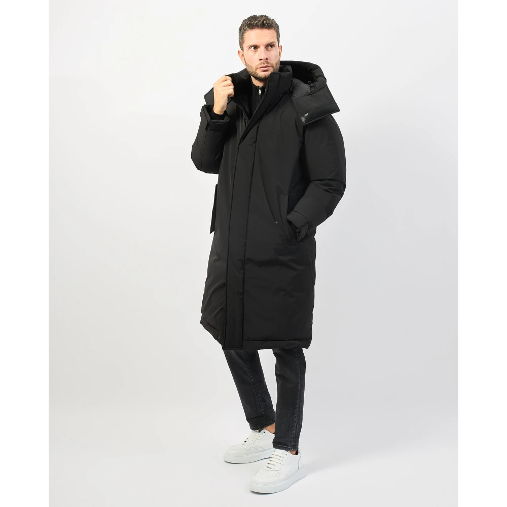 Hugo Boss Zwarte Waterdichte Parka met Oversized Pasvorm Black Heren