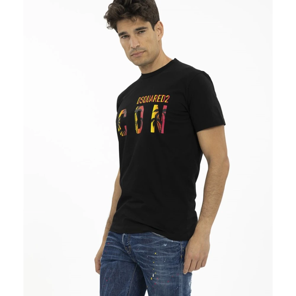 Dsquared2 Icon Multicolor Ronde Hals T-shirt Black Heren