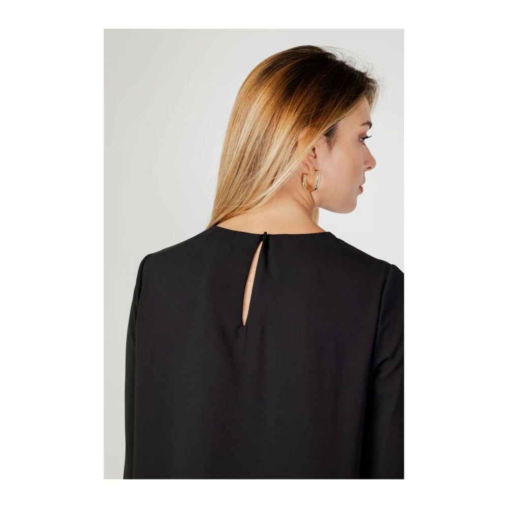 Sandro Ferrone Elegante Zwarte Polyester Midi Jurk Black Dames