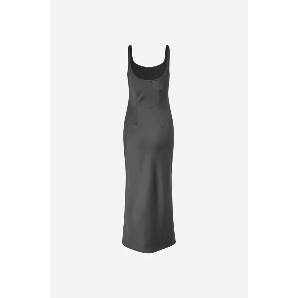 Samsøe Slim Fit Mouwloze Midi Jurk Black Dames