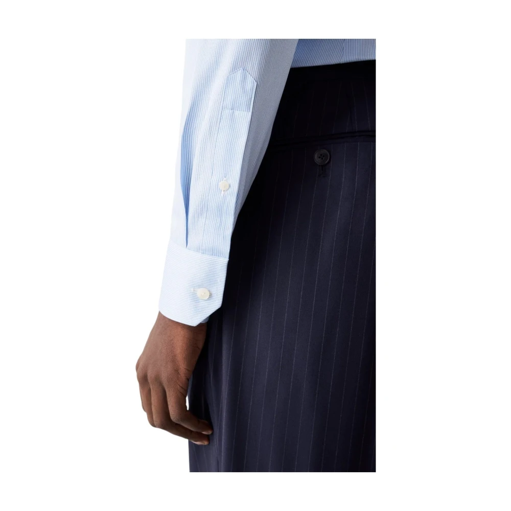 Eton Fijn Gestreept Signature Twill Zakelijk Overhemd Blue Heren