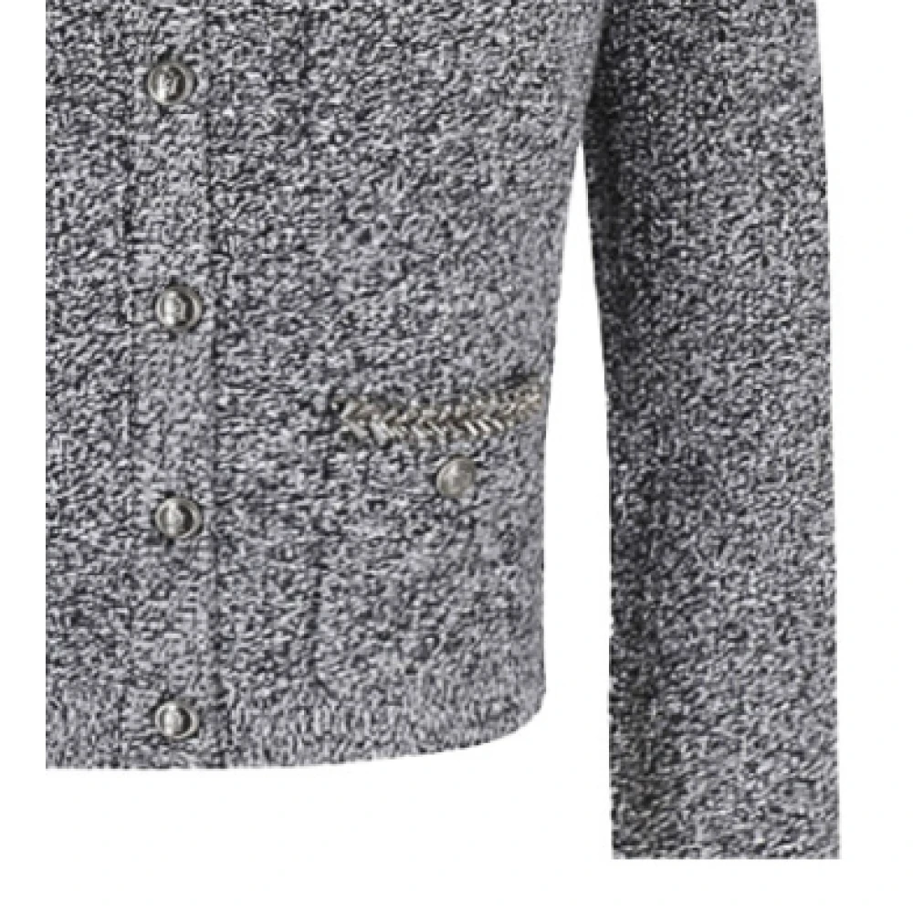 Elisabetta Franchi Grijze Bouclé Vest Lange Mouwen Gray Dames