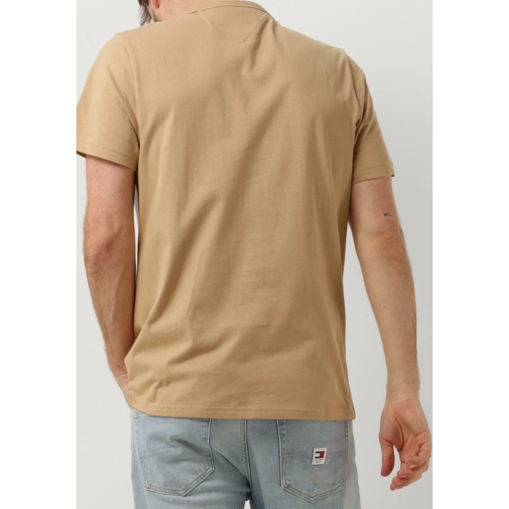 Tommy Jeans Heren Polo & T-shirts Slim Rib Detail Tee Beige Heren