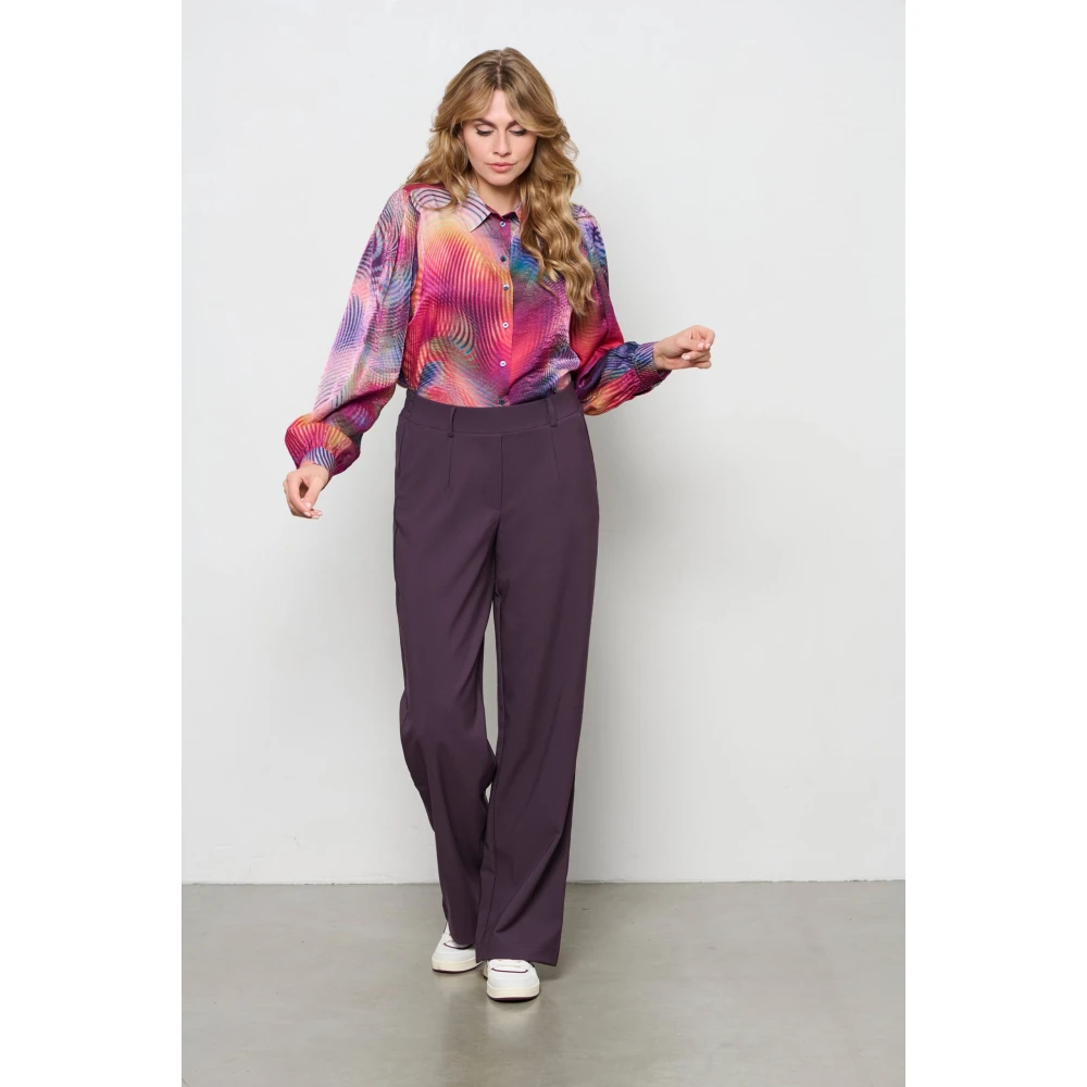 &Co Woman Bordeaux Slim Fit Broek Purple Dames
