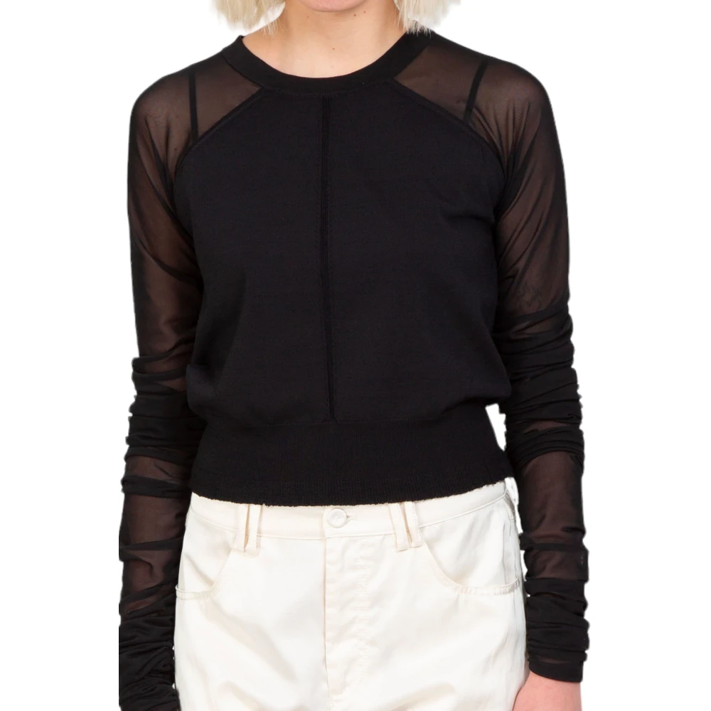 pinko Tulle Sleeves Sweater in Z99 Black Dames