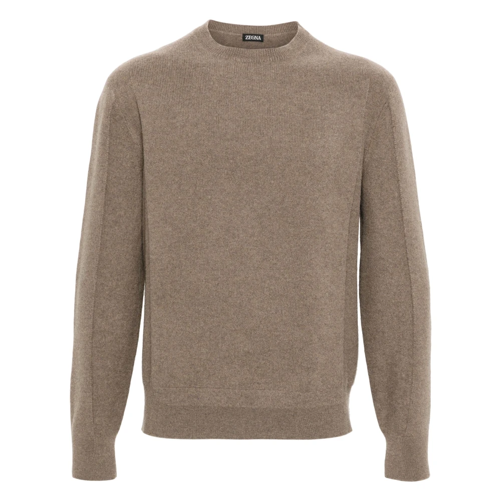 Z Zegna Bruine Crew Neck Gebreide Trui Sweater Brown Heren