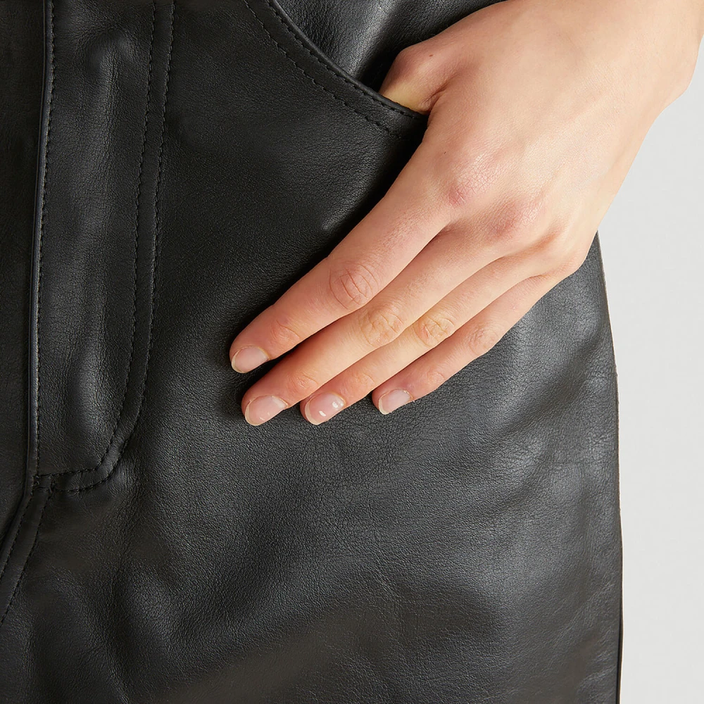 Eytys Leren Capella Rok met Rits Black Dames