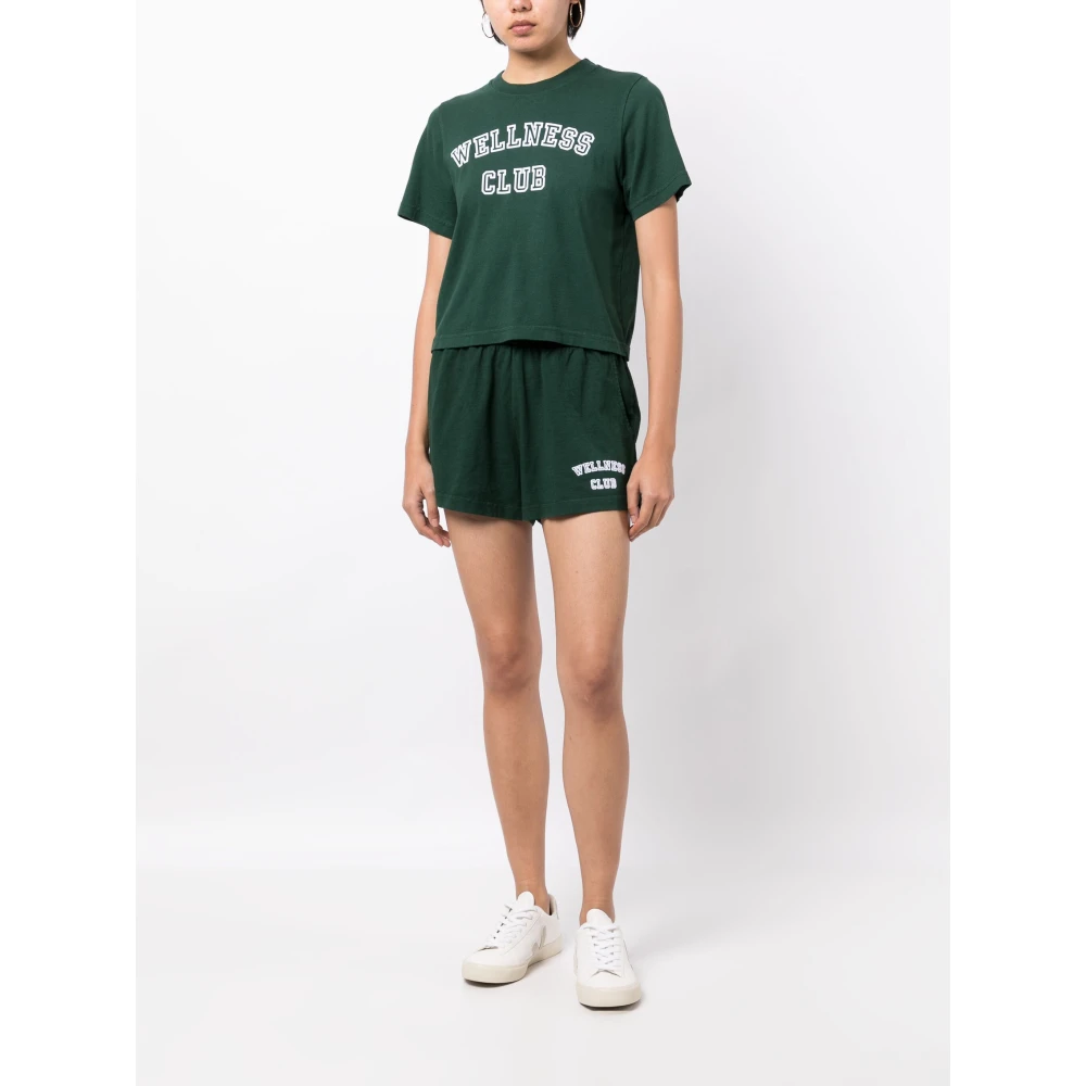 Sporty & Rich Forest White Flocked Cropped T Shirt Green Dames